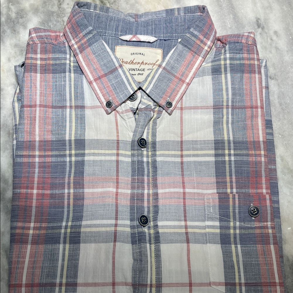 Weatherproof Vintage Plaid Shirt in Blue and Red